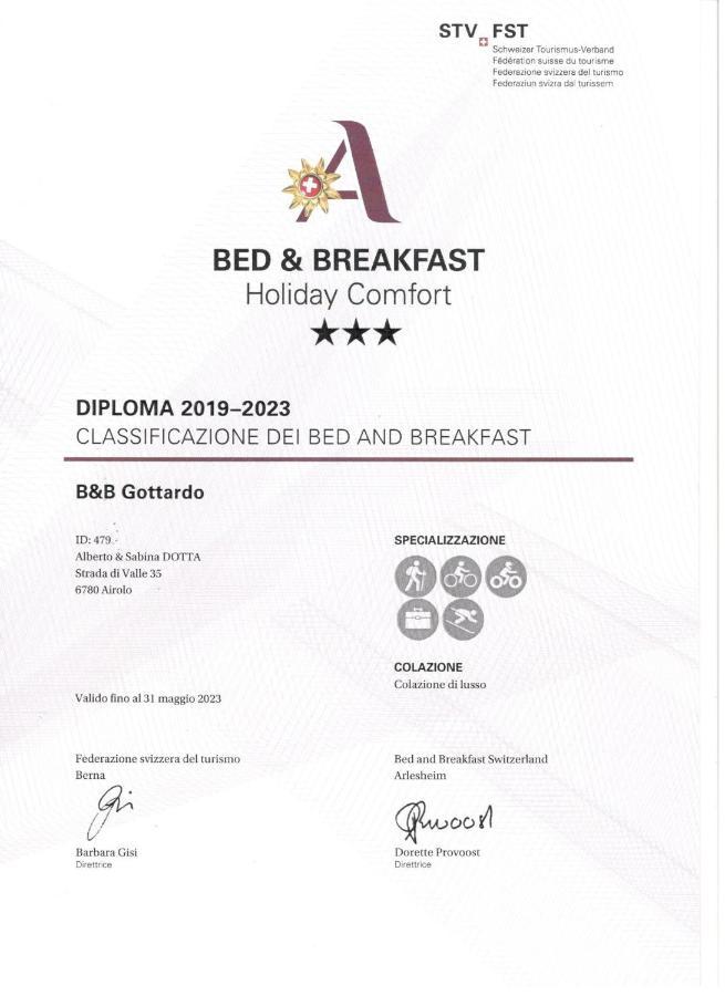 B&B Gottardo Airolo Zewnętrze zdjęcie